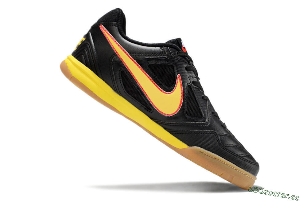 Men's Supre x Nike SB Gato IC Indoor & Futsal Low-Tops Football Shoes - Black/Yellow/Red 4