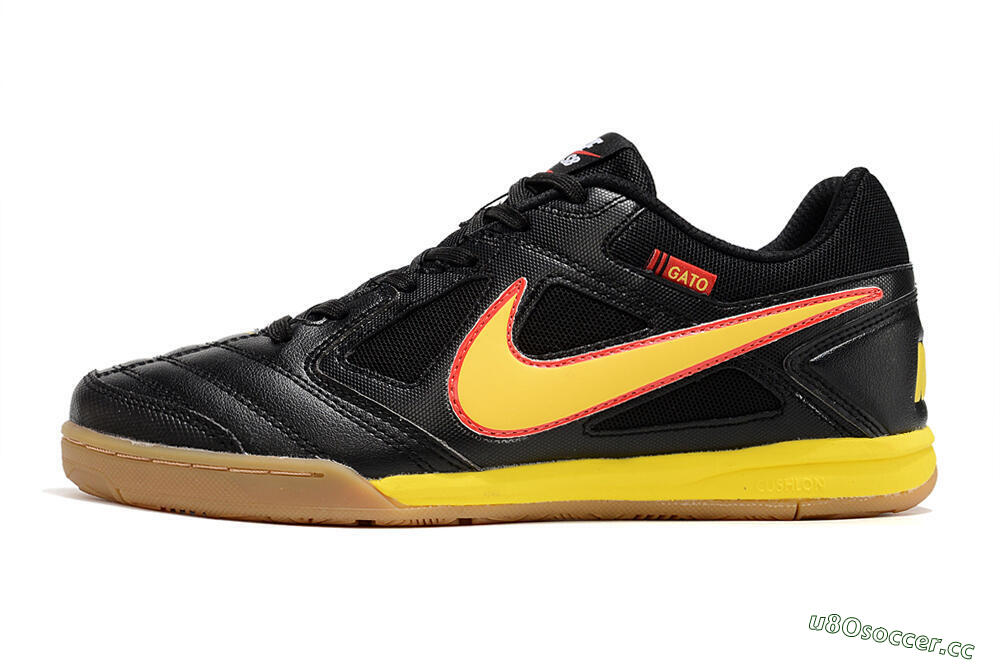 Men's Supre x Nike SB Gato IC Indoor & Futsal Low-Tops Football Shoes - Black/Yellow/Red 0