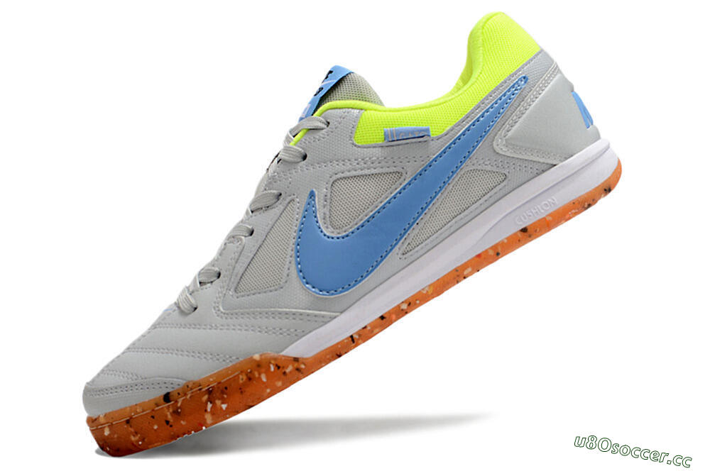 Men's Supre x Nike SB Gato IC Indoor & Futsal Low-Tops Football Shoes - Grey/Blue/Yellow 5