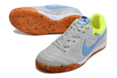 Men's Supre x Nike SB Gato IC Indoor & Futsal Low-Tops Football Shoes - Grey/Blue/Yellow