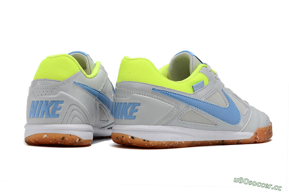 Men's Supre x Nike SB Gato IC Indoor & Futsal Low-Tops Football Shoes - Grey/Blue/Yellow 6
