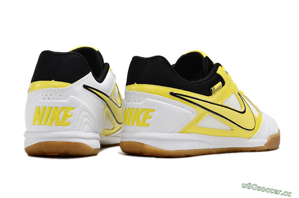 Men's Supre x Nike SB Gato IC Indoor & Futsal Low-Tops Football Shoes - White/Yellow/Black 6