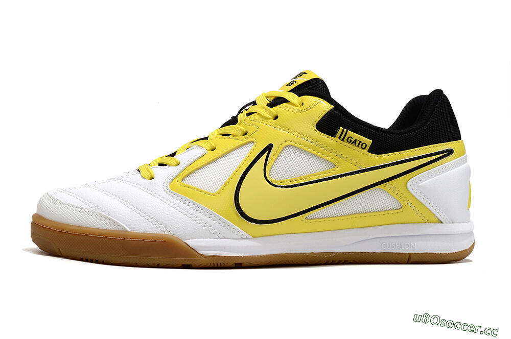 Men's Supre x Nike SB Gato IC Indoor & Futsal Low-Tops Football Shoes - White/Yellow/Black 0