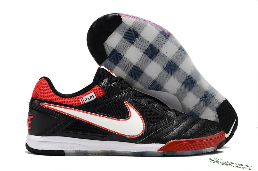 Men's Supre x Nike SB Gato IC Indoor & Futsal Low-Tops Football Shoes - Black/White/Red 2