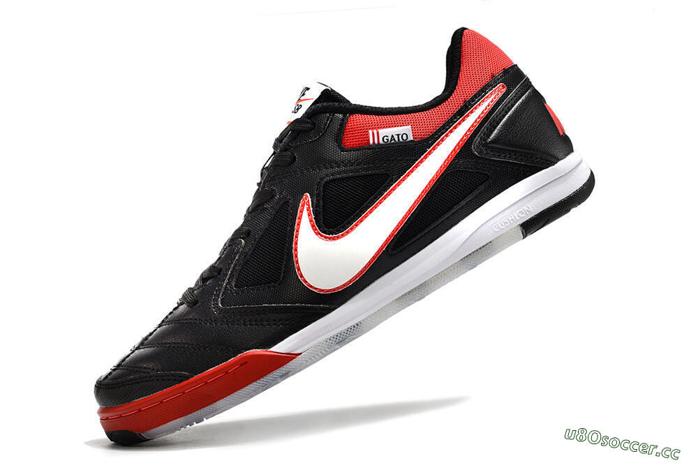 Men's Supre x Nike SB Gato IC Indoor & Futsal Low-Tops Football Shoes - Black/White/Red 5
