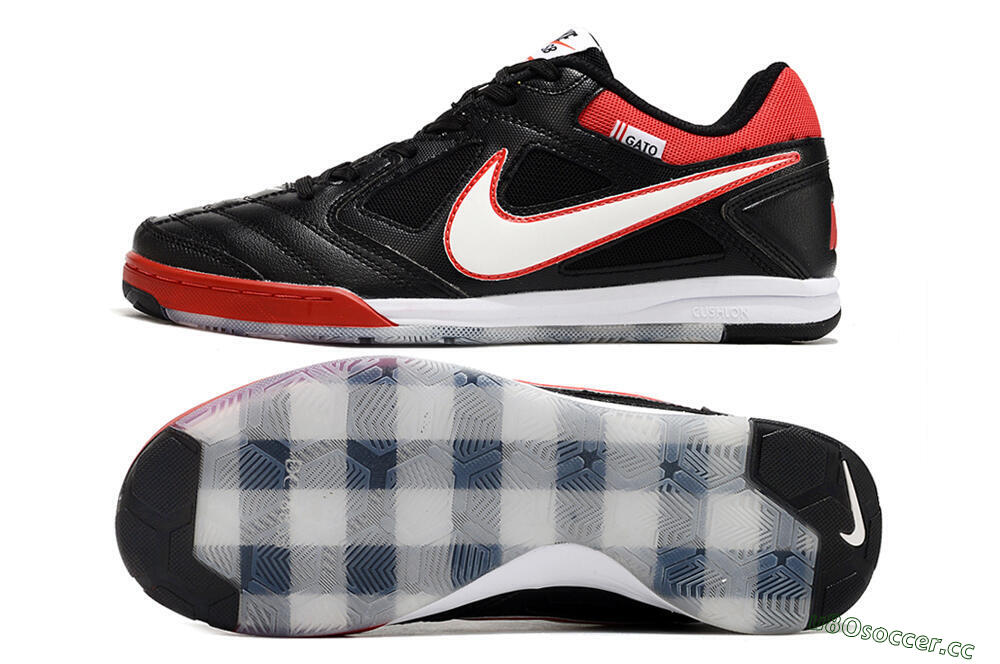 Men's Supre x Nike SB Gato IC Indoor & Futsal Low-Tops Football Shoes - Black/White/Red 1