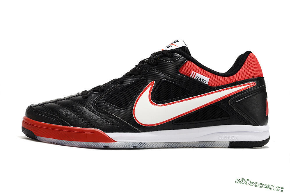 Men's Supre x Nike SB Gato IC Indoor & Futsal Low-Tops Football Shoes - Black/White/Red 0