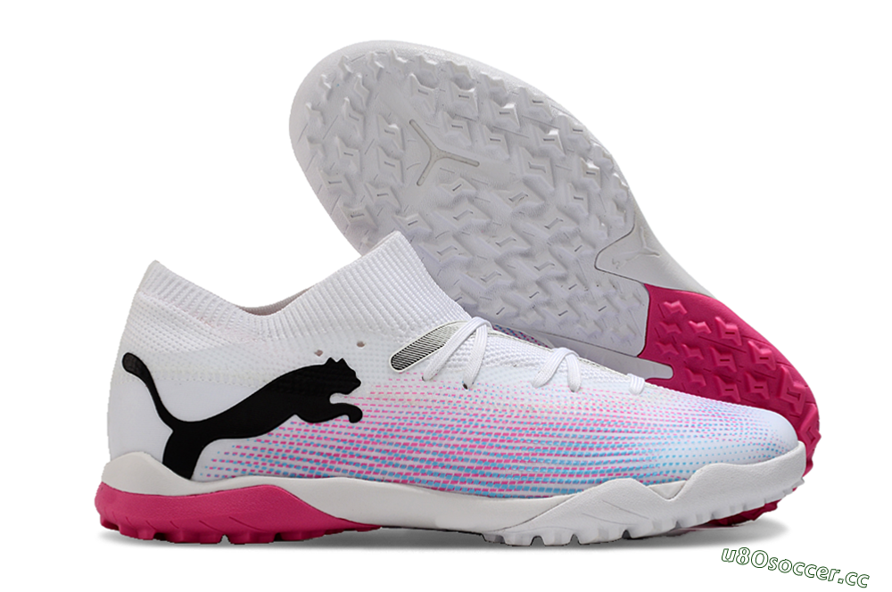 Men's Puma Future Ultimate TF Artificial Turf Low-Tops Football Shoes - White/Pink/Blue/Black 2