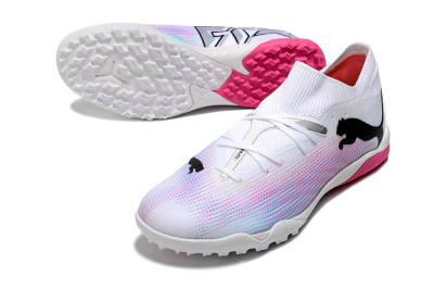 Men's Puma Future Ultimate TF Artificial Turf Low-Tops Football Shoes - White/Pink/Blue/Black