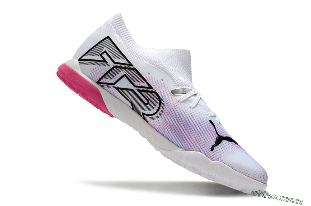 Men's Puma Future Ultimate TF Artificial Turf Low-Tops Football Shoes - White/Pink/Blue/Black 4