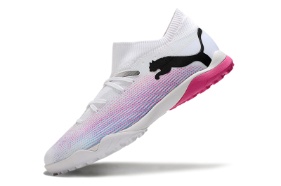 Men's Puma Future Ultimate TF Artificial Turf Low-Tops Football Shoes - White/Pink/Blue/Black