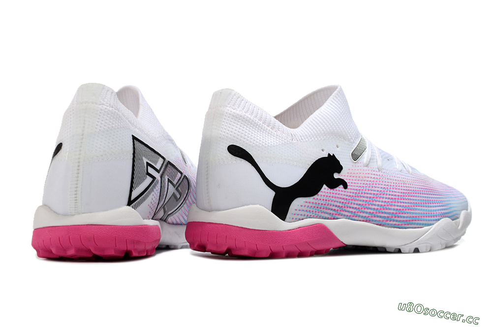 Men's Puma Future Ultimate TF Artificial Turf Low-Tops Football Shoes - White/Pink/Blue/Black 6