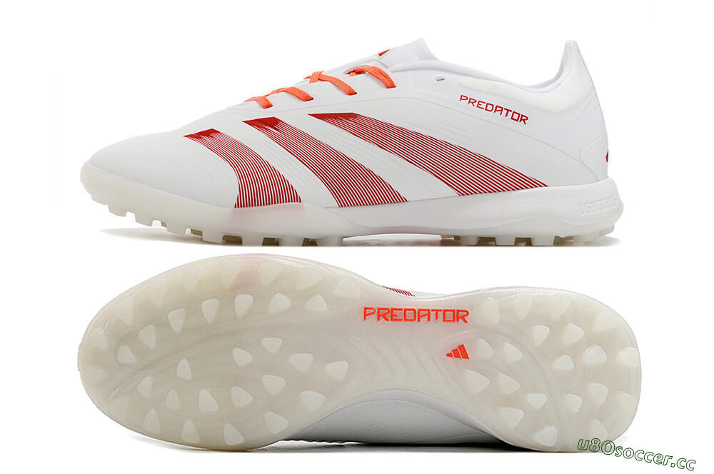 Unisex Adidas Predator 24 Elite TF Artificial Turf Low-Tops Football Shoes - White/Red 1