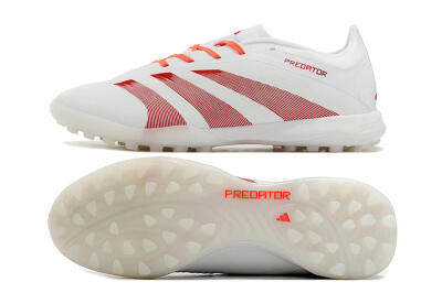 Unisex Adidas Predator 24 Elite TF Artificial Turf Low-Tops Football Shoes - White/Red