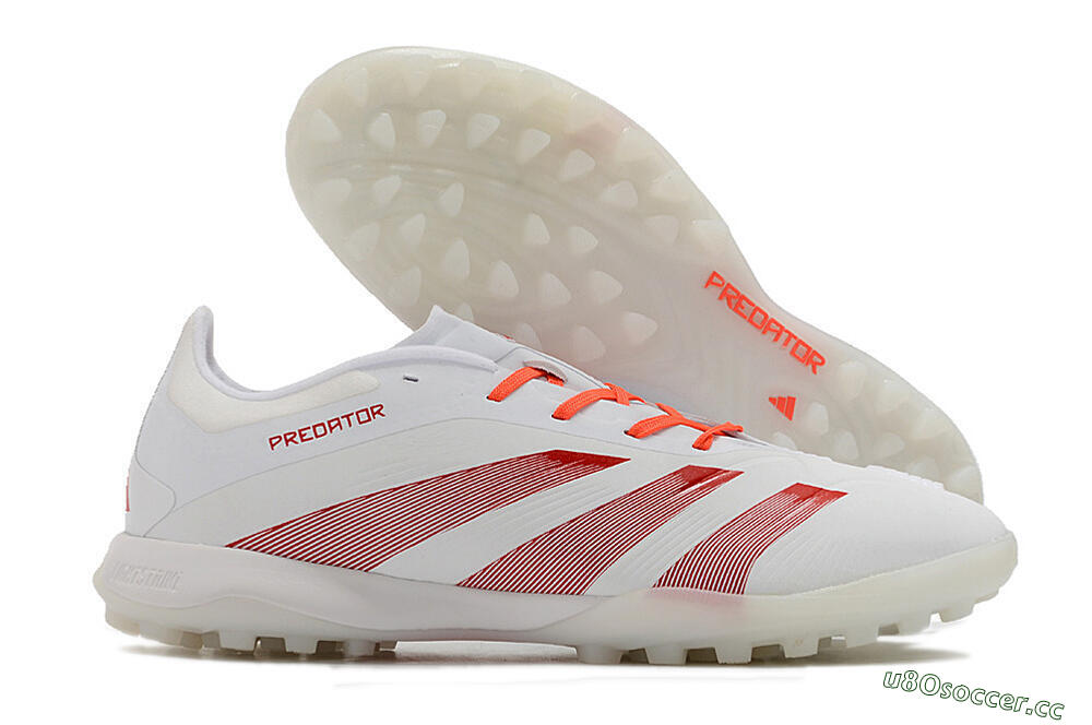 Unisex Adidas Predator 24 Elite TF Artificial Turf Low-Tops Football Shoes - White/Red 2