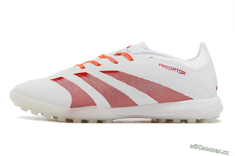 Unisex Adidas Predator 24 Elite TF Artificial Turf Low-Tops Football Shoes - White/Red 0