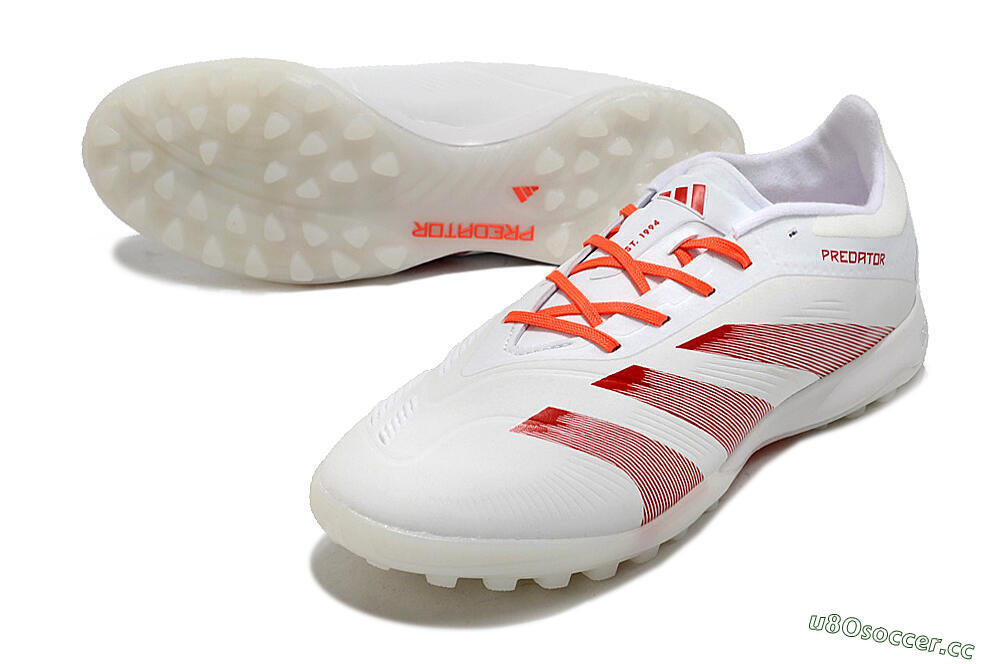 Unisex Adidas Predator 24 Elite TF Artificial Turf Low-Tops Football Shoes - White/Red 3