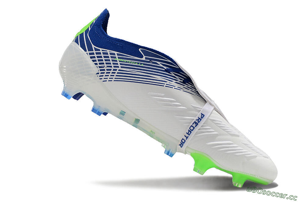 Men's Adidas Predator Elite Foldover Tongue FG Firm Ground Low-Tops Football Boots - White/Blue/Green 4