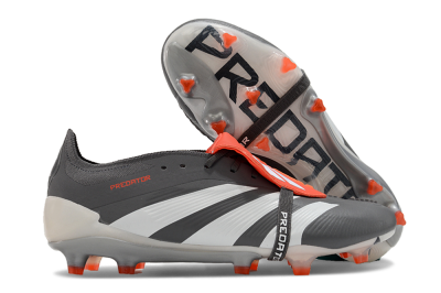 Men's Adidas Predator Elite Foldover Tongue FG Firm Ground Low-Tops Football Boots - Grey/Red/White