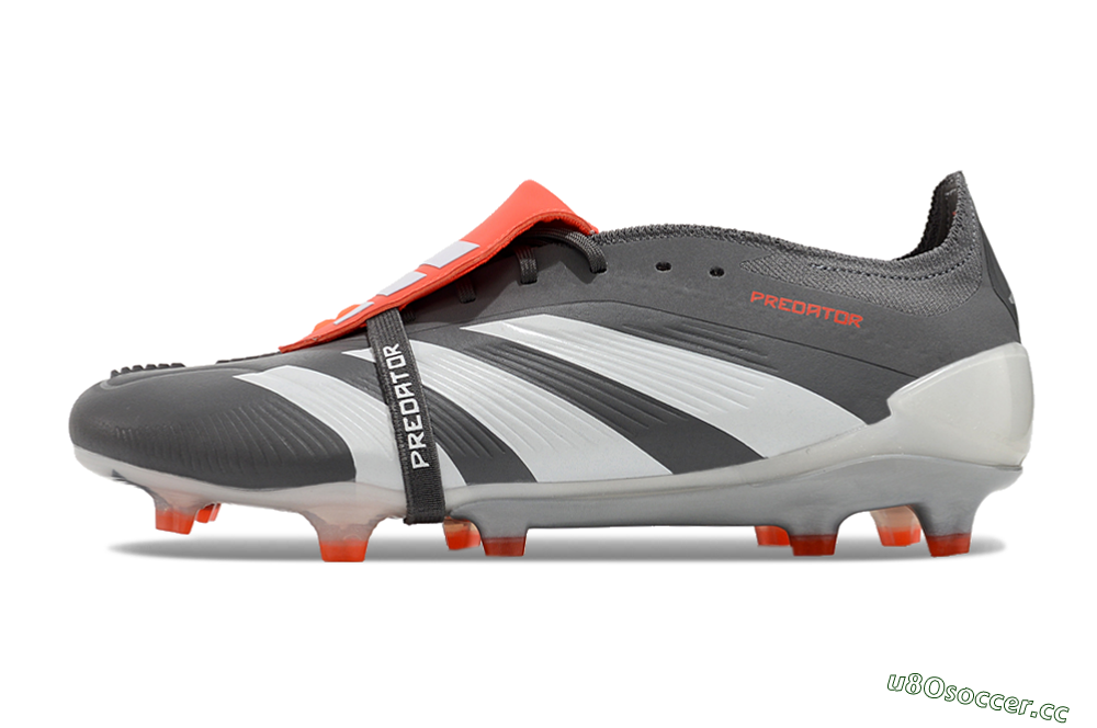 Men's Adidas Predator Elite Foldover Tongue FG Firm Ground Low-Tops Football Boots - Grey/Red/White 0