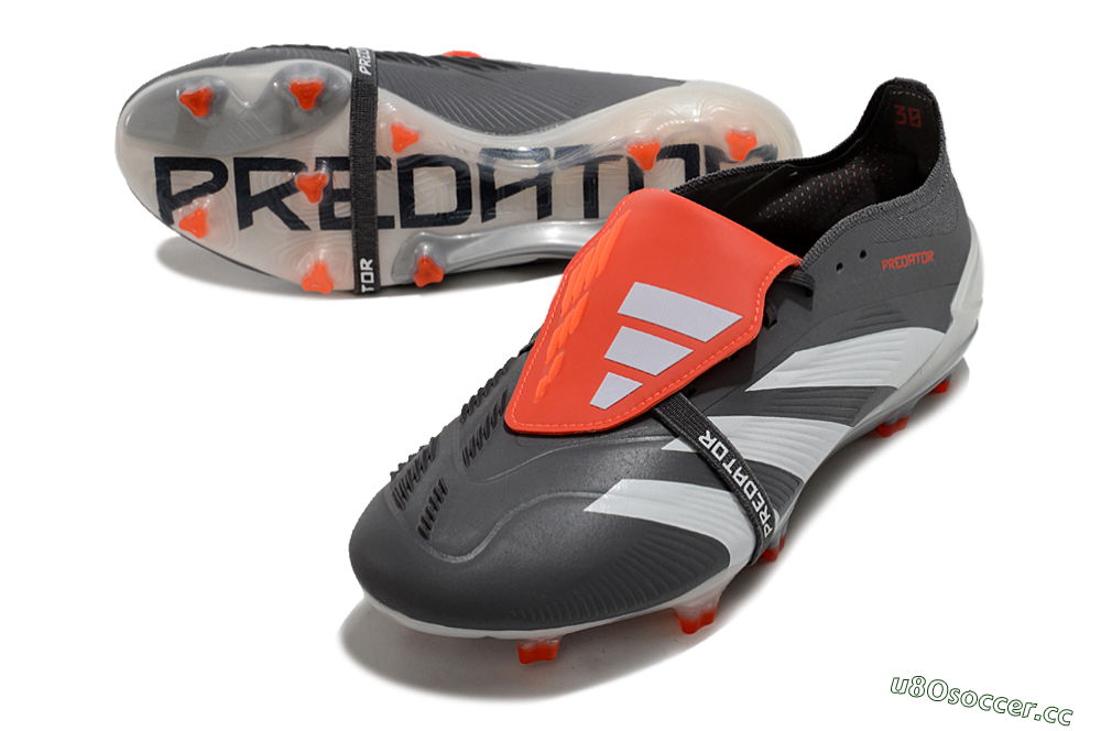 Men's Adidas Predator Elite Foldover Tongue FG Firm Ground Low-Tops Football Boots - Grey/Red/White 3