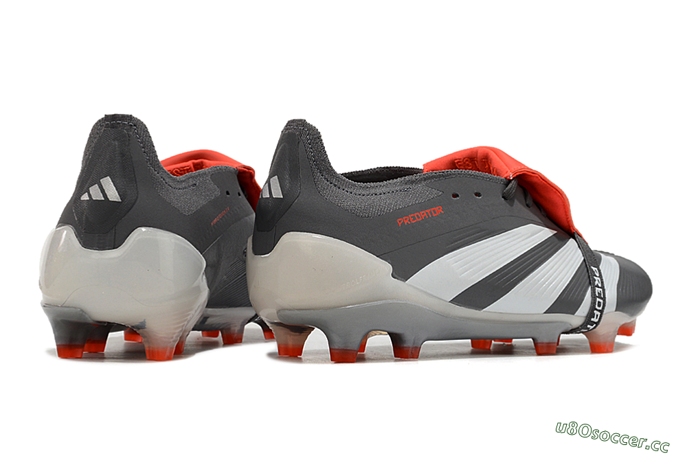 Men's Adidas Predator Elite Foldover Tongue FG Firm Ground Low-Tops Football Boots - Grey/Red/White 6
