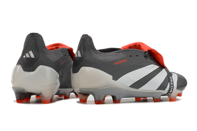 Men's Adidas Predator Elite Foldover Tongue FG Firm Ground Low-Tops Football Boots - Grey/Red/White