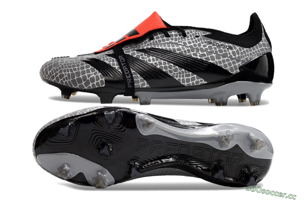 Men's Adidas Predator Elite Foldover Tongue FG Firm Ground Low-Tops Football Boots - Silver/Black/Red 1
