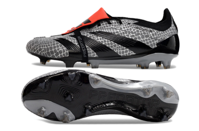 Men's Adidas Predator Elite Foldover Tongue FG Firm Ground Low-Tops Football Boots - Silver/Black/Red
