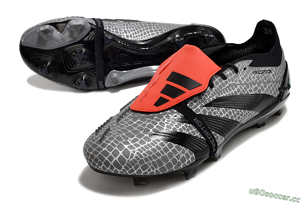 Men's Adidas Predator Elite Foldover Tongue FG Firm Ground Low-Tops Football Boots - Silver/Black/Red 3