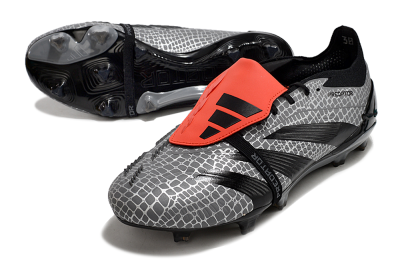 Men's Adidas Predator Elite Foldover Tongue FG Firm Ground Low-Tops Football Boots - Silver/Black/Red