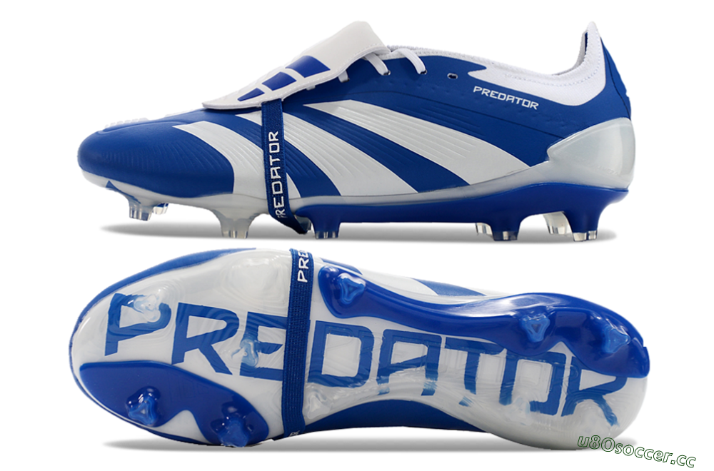 Men's Adidas Predator Elite Foldover Tongue FG Firm Ground Low-Tops Football Boots - Blue/white/Beige 1