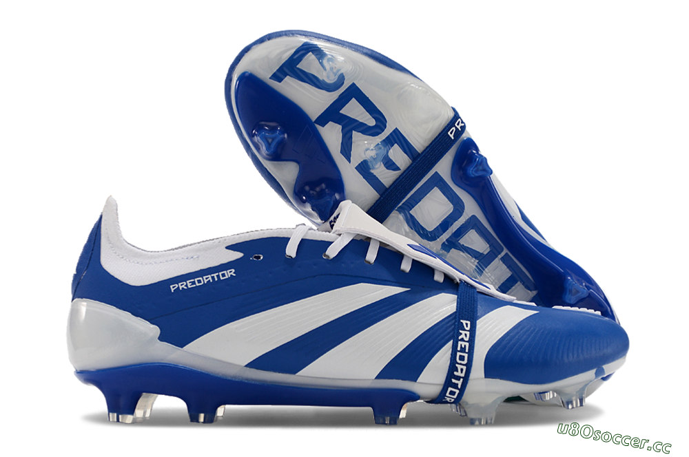 Men's Adidas Predator Elite Foldover Tongue FG Firm Ground Low-Tops Football Boots - Blue/white/Beige 2