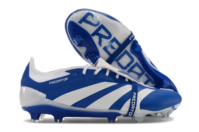 Men's Adidas Predator Elite Foldover Tongue FG Firm Ground Low-Tops Football Boots - Blue/white/Beige