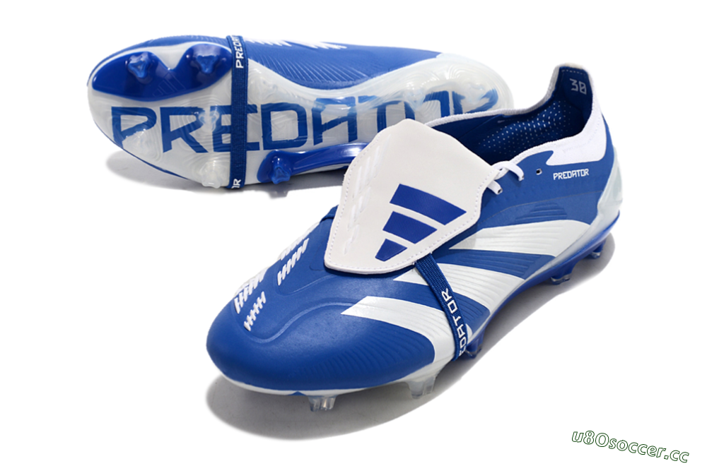 Men's Adidas Predator Elite Foldover Tongue FG Firm Ground Low-Tops Football Boots - Blue/white/Beige 3