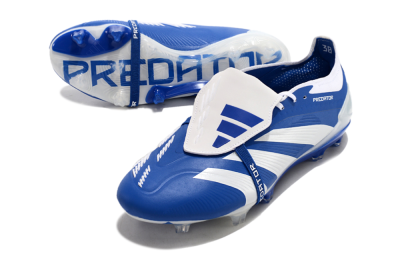 Men's Adidas Predator Elite Foldover Tongue FG Firm Ground Low-Tops Football Boots - Blue/white/Beige