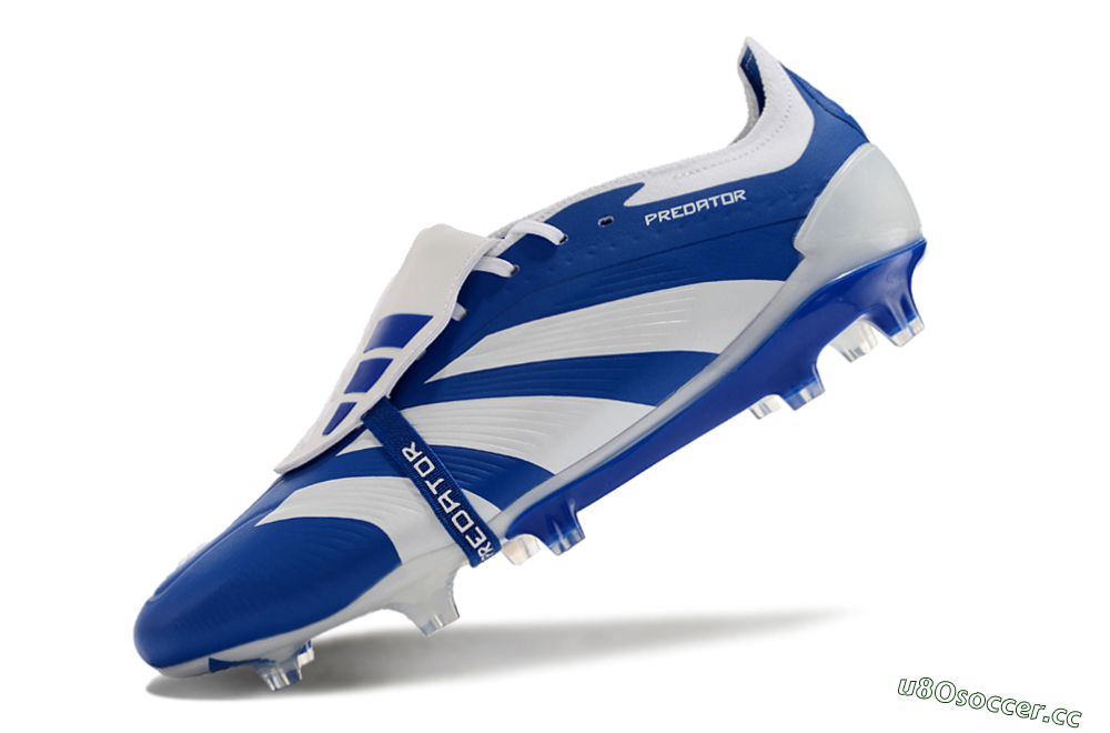 Men's Adidas Predator Elite Foldover Tongue FG Firm Ground Low-Tops Football Boots - Blue/white/Beige 5