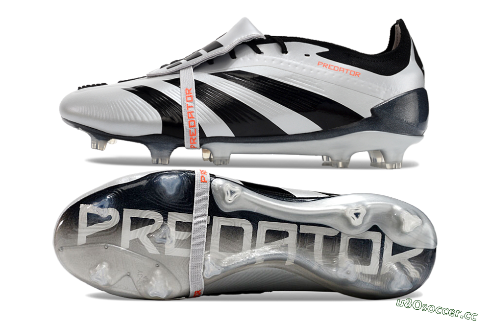 Men's Adidas Predator Elite Foldover Tongue FG Firm Ground Low-Tops Football Boots - Silver/Black/Red 1