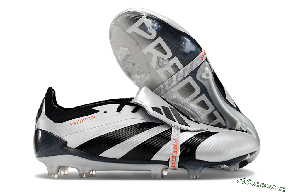Men's Adidas Predator Elite Foldover Tongue FG Firm Ground Low-Tops Football Boots - Silver/Black/Red 2