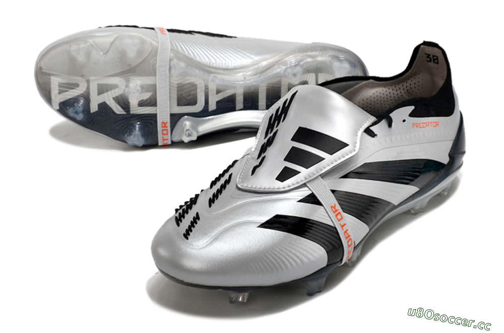 Men's Adidas Predator Elite Foldover Tongue FG Firm Ground Low-Tops Football Boots - Silver/Black/Red 3