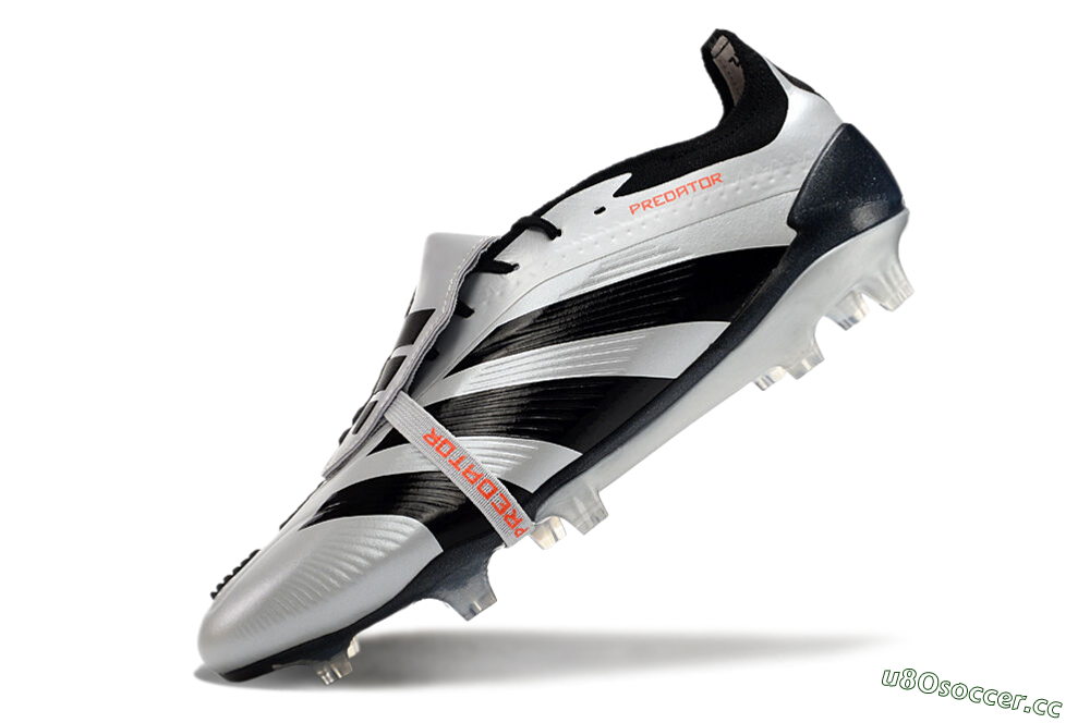 Men's Adidas Predator Elite Foldover Tongue FG Firm Ground Low-Tops Football Boots - Silver/Black/Red 5