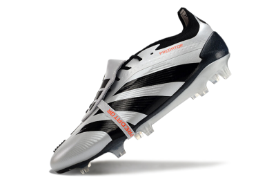 Men's Adidas Predator Elite Foldover Tongue FG Firm Ground Low-Tops Football Boots - Silver/Black/Red