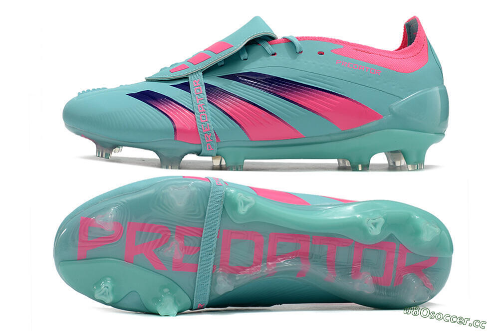 Unisex Adidas Predator Elite Foldover Tongue FG Firm Ground Low-Tops Football Boots - Jade/Red/Pink 1