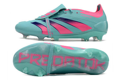 Unisex Adidas Predator Elite Foldover Tongue FG Firm Ground Low-Tops Football Boots - Jade/Red/Pink