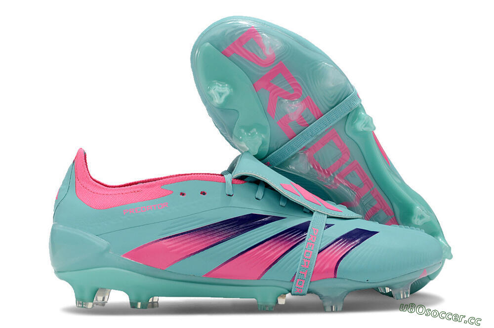 Unisex Adidas Predator Elite Foldover Tongue FG Firm Ground Low-Tops Football Boots - Jade/Red/Pink 2