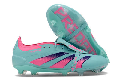 Unisex Adidas Predator Elite Foldover Tongue FG Firm Ground Low-Tops Football Boots - Jade/Red/Pink