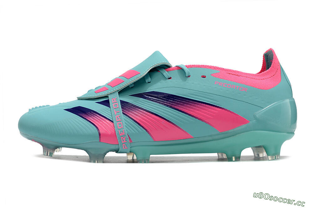 Unisex Adidas Predator Elite Foldover Tongue FG Firm Ground Low-Tops Football Boots - Jade/Red/Pink 0