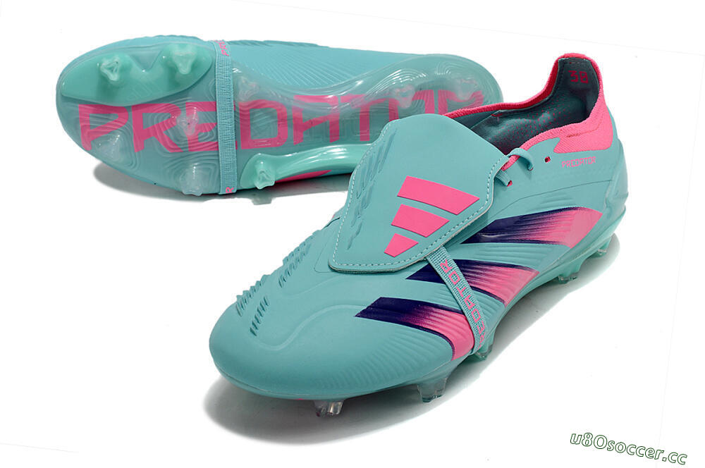 Unisex Adidas Predator Elite Foldover Tongue FG Firm Ground Low-Tops Football Boots - Jade/Red/Pink 3
