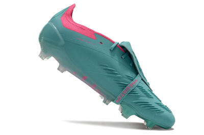 Unisex Adidas Predator Elite Foldover Tongue FG Firm Ground Low-Tops Football Boots - Jade/Red/Pink