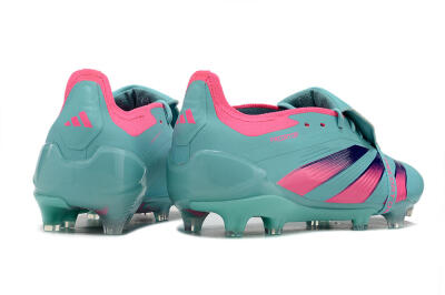 Unisex Adidas Predator Elite Foldover Tongue FG Firm Ground Low-Tops Football Boots - Jade/Red/Pink